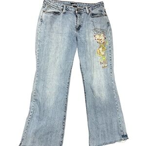 Y2K a.n.a Floral Embroidered flared Women's Jeans size 14 P